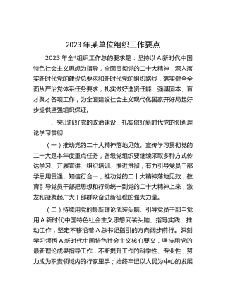 2023年组织工作要点