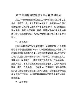2023年理论学习中心组学习计划