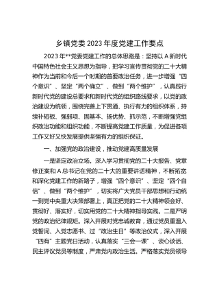 2023年度党建工作要点（乡镇2800字）