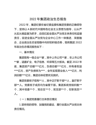 2022年集团公司政治生态报告4800字
