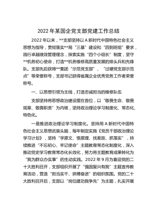 2022年国企公司党支部党建工作总结2100字