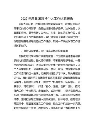 2022年度集团公司个人工作述职报告