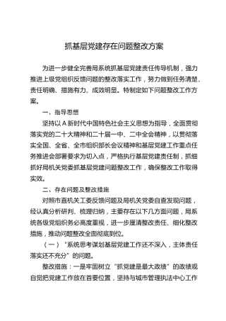 抓基层党建存在问题整改方案1600字
