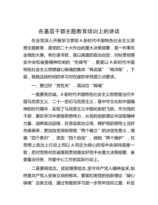 在主题教育读书班培训上的讲话