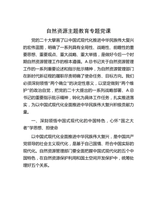 自然资源系统主题教育专题党课4500字