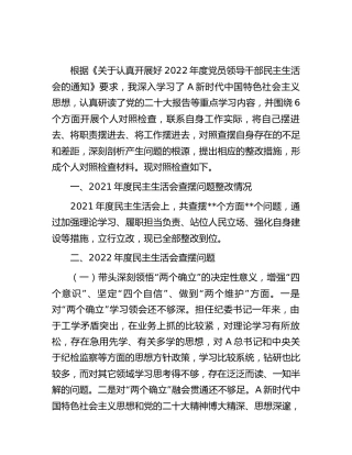纪委书记2022年度民主生活会个人对照检查5700字