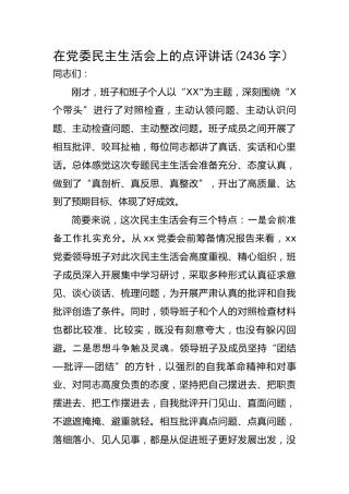 （会中）民主生活会上的点评讲话