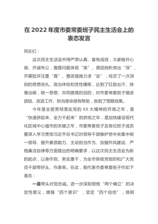 在2022年度市委常委班子民主生活会上的表态发言 (2)