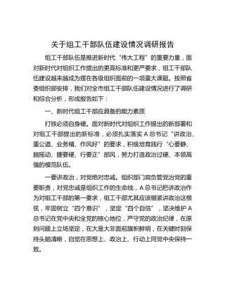 组工干部队伍建设情况调研报告