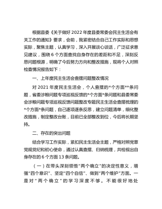 宣传部部长2022年民主生活会对照检查4400字
