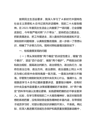 乡镇书记2022年度民主生活会个人对照检查6000字