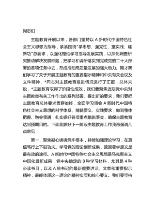 主题教育下一阶段推进会上的讲话