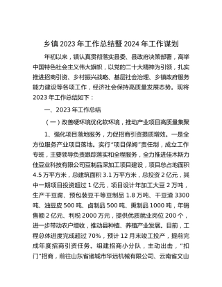 乡镇2023年工作总结6300字