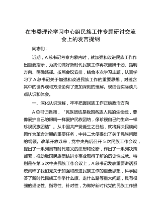 中心组民族工作专题研讨交流会上的发言