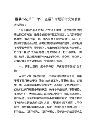 主题教育“四下基层”专题研讨交流发言1900字