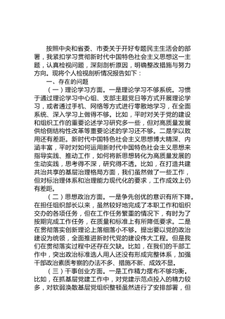 主题教育专题民主生活会个人对照检查（3300字组织部）