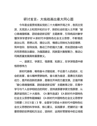 研讨发言：大统战画出最大同心圆
