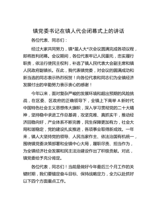 乡镇人代会闭幕式上的讲话