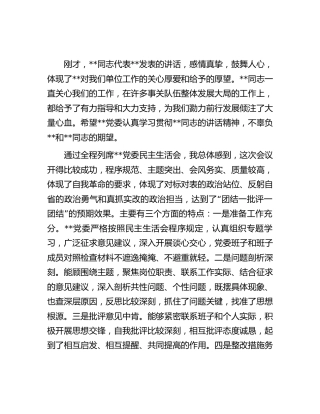 列席2022年度民主生活会上的讲话2400字