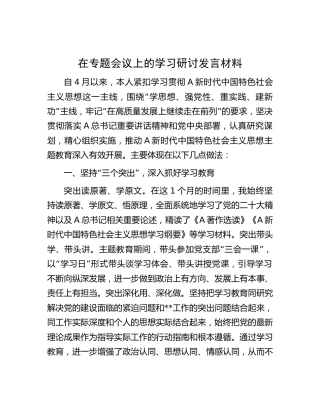 在主题教育专题会议上的学习研讨发言