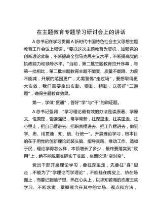 在主题教育专题学习研讨会上的讲话1700字