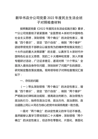 公司领导班子2022年度生活会对照检查4800字