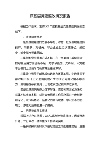 抓基层党建整改情况报告