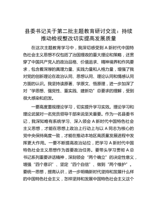 县委书记关于第二批主题教育研讨交流4