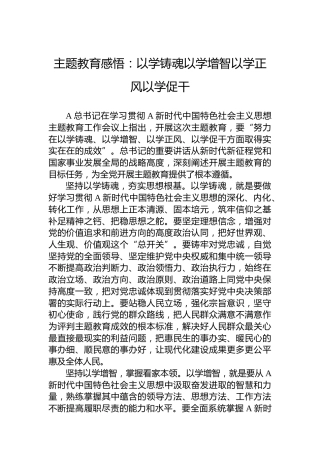 主题教育感悟：以学铸魂以学增智以学正风以学促干