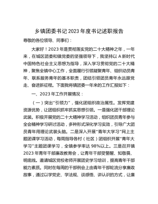 乡镇团委书记2023年度述职报告2000字