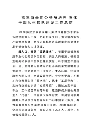 抓牢新录用公务员培养 强化干部队伍梯队建设工作总结