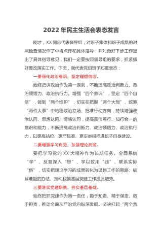 2022年民主生活会表态发言 (4)