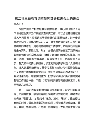在第二批主题教育调查研究部署推进会上的讲话3100字