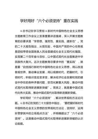 学好用好“六个必须坚持”重在实践
