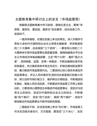 在主题教育集中研讨会上的发言（市场监管）