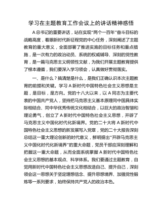 学习在主题教育工作会议上的讲话精神感悟