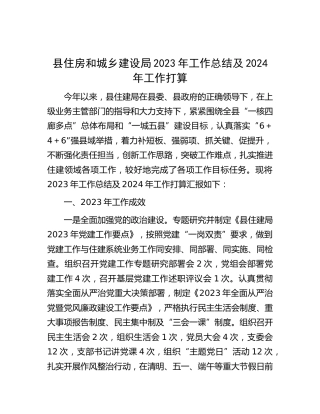 县住建局2023年工作总结