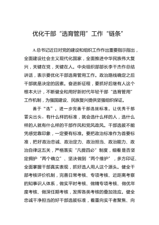 优化干部“选育管用”工作“链条”