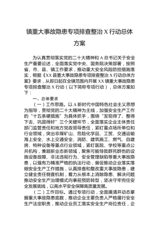 镇重大事故隐患专项排查整治2023行动总体方案(20230724)