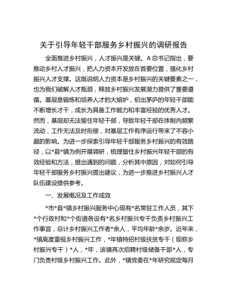 引导年轻干部服务乡村振兴的调研报告