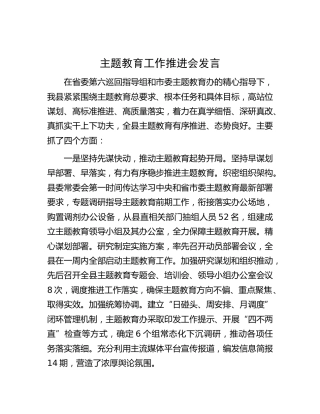 主题教育工作推进会发言（县区）