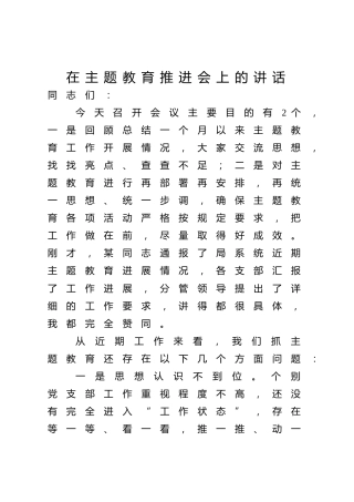 在主题教育推进会上的讲话5600字