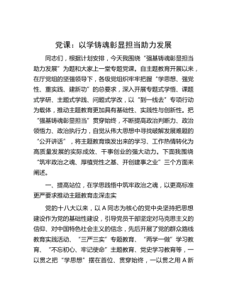 主题教育党课：以学铸魂 彰显担当 助力发展
