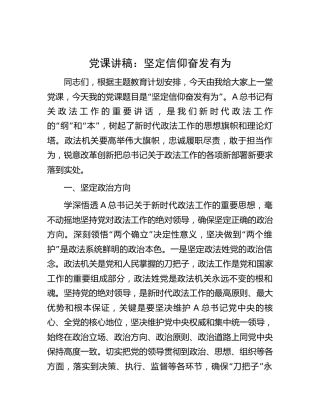 政法系统党课：坚定信仰 奋发有为