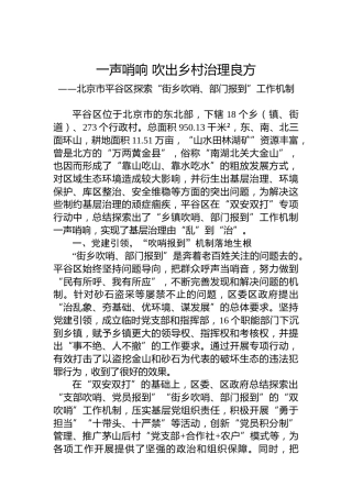 一声哨响 吹出乡村治理良方