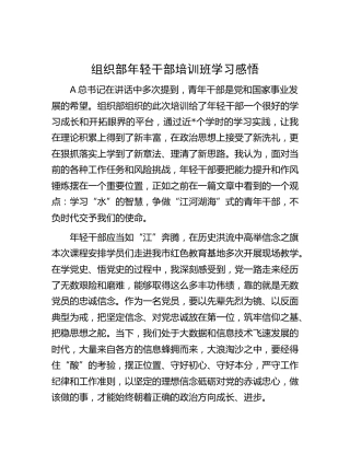 组织部年轻干部培训班学习心得体会
