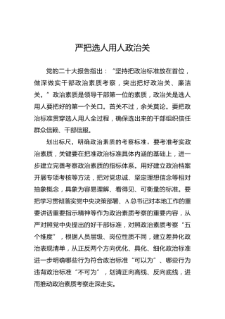 严把选人用人政治关