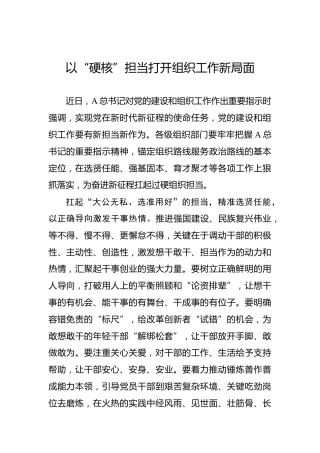 以“硬核”担当打开组织工作新局面