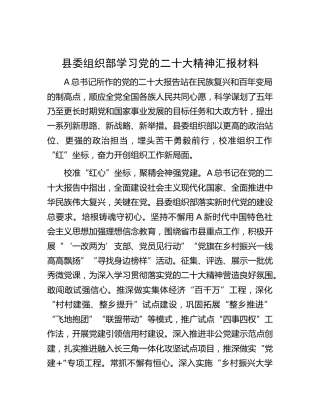 组织部学习二十大精神情况总结汇报