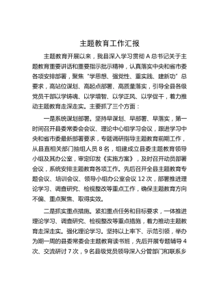 县区主题教育工作总结汇报2100字